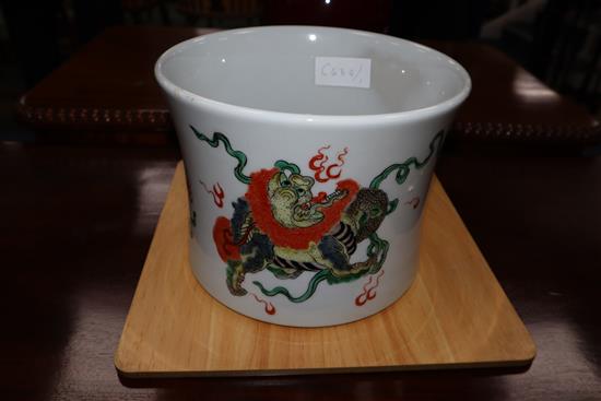 A Chinese dragon brush pot, Kangxi mark, diameter 21cm